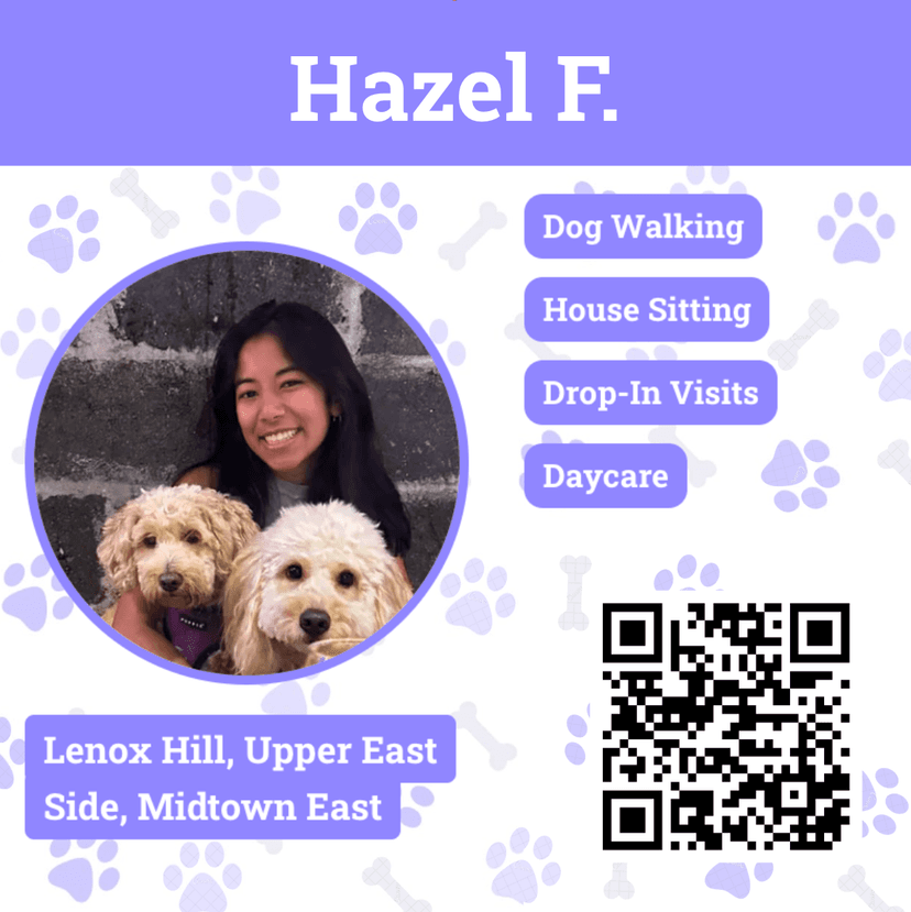 Square business card with website QR code