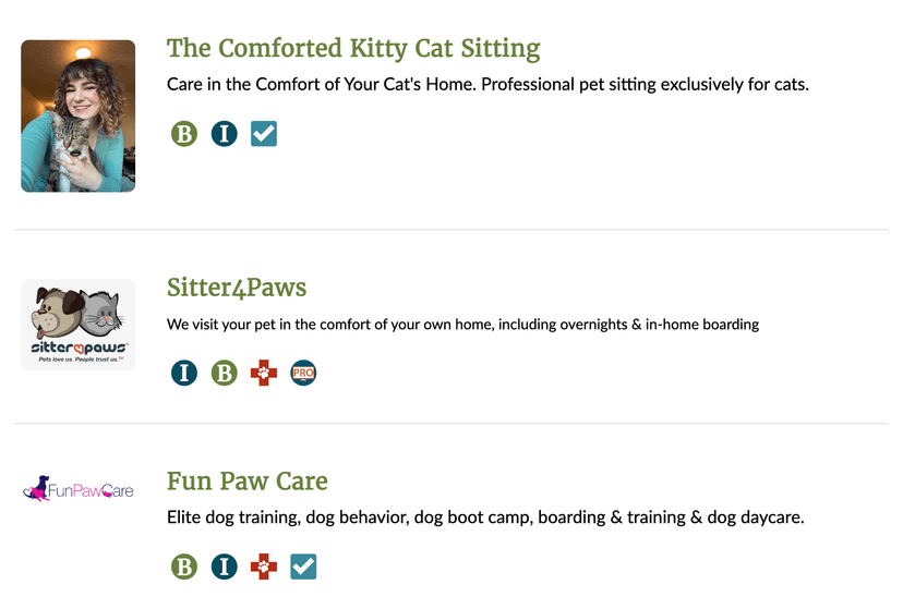 Petsit.com directory results page