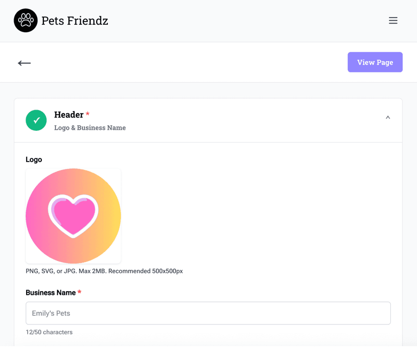 Pets Friendz editor interface