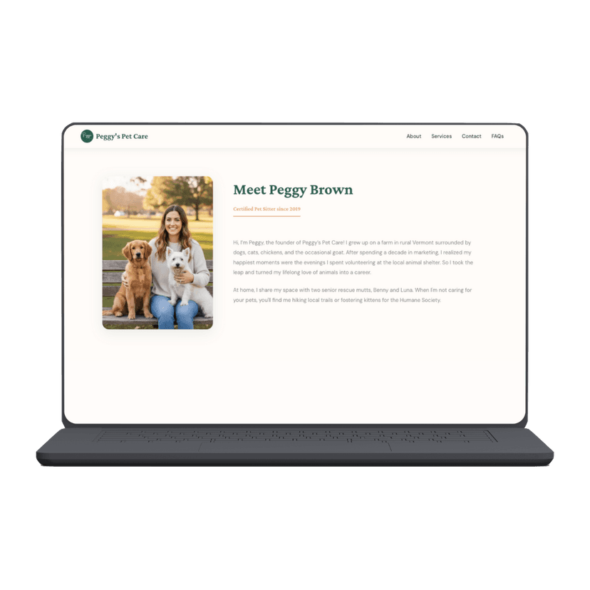 Personal Details section in the Pets Friendz Professional template